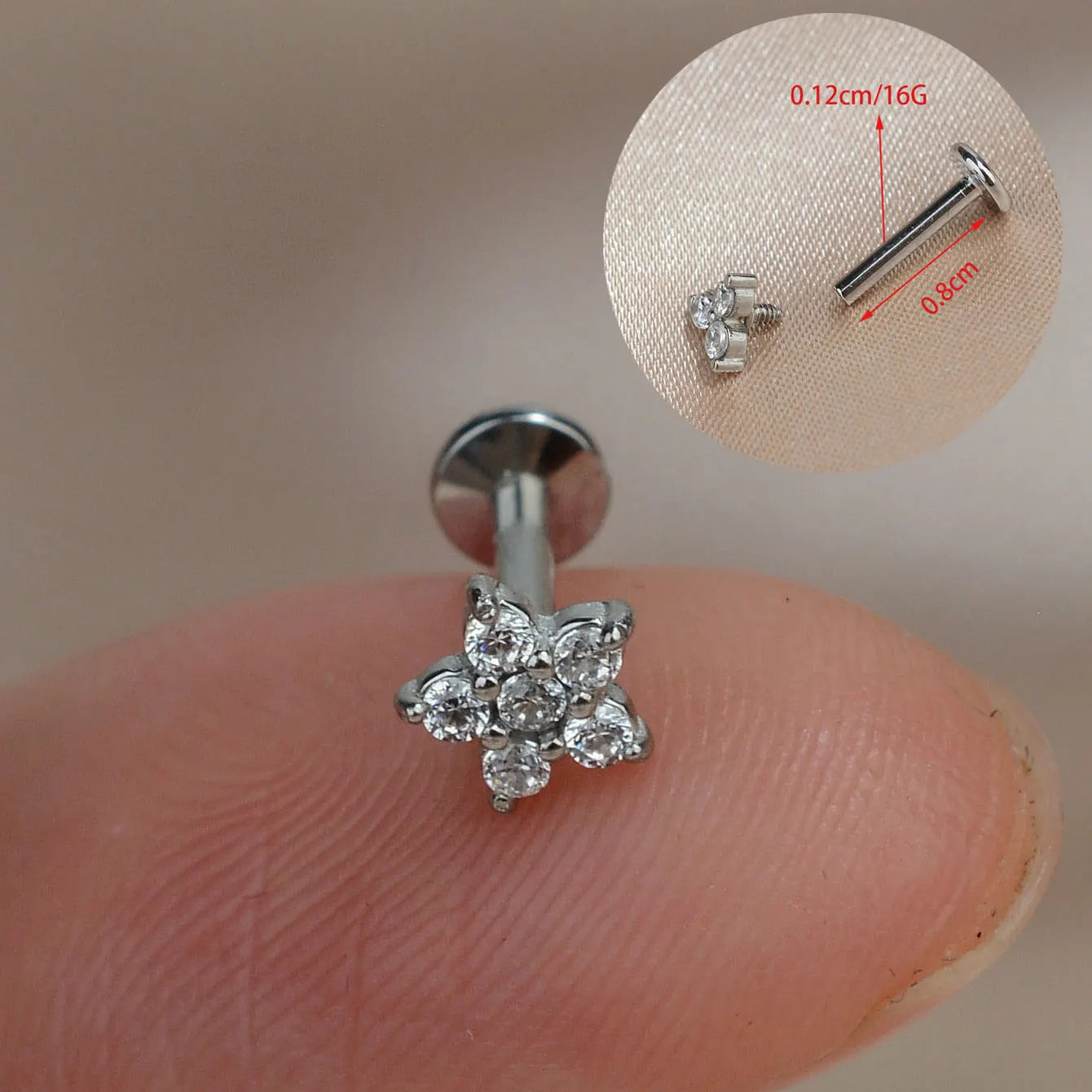 1Piece 16G Titanium Steel CZ Leaf Bee Piercing Lip Labre Studs Tragus Helix Cartilage Couch Lobe Earrings Body Jewelry For Women