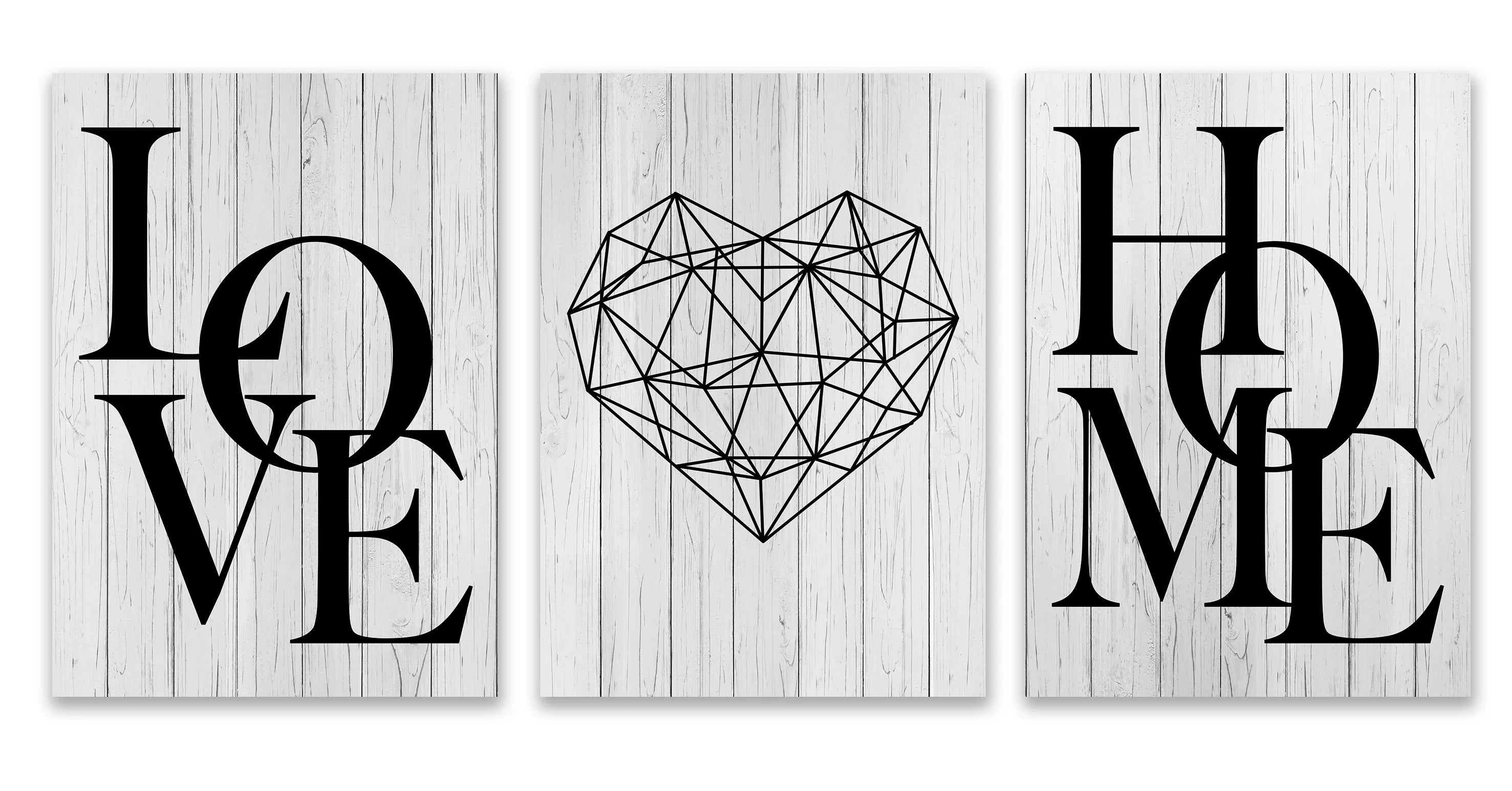 3pcs Love Home Diamond Heart Letter Canvas Prints Nordic Modern Living Room Wall Art Black White Decorative Paintings Home Decor