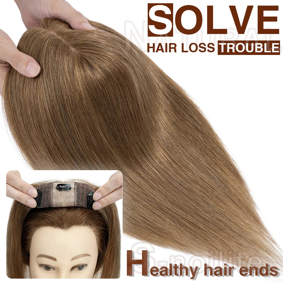 S-noilite 10x12cm Hair Toppers 3.5x9cm Silk Base Natural Hair Wig 100% Human Hair For Women Hairpiece Clip In Hair Extensions