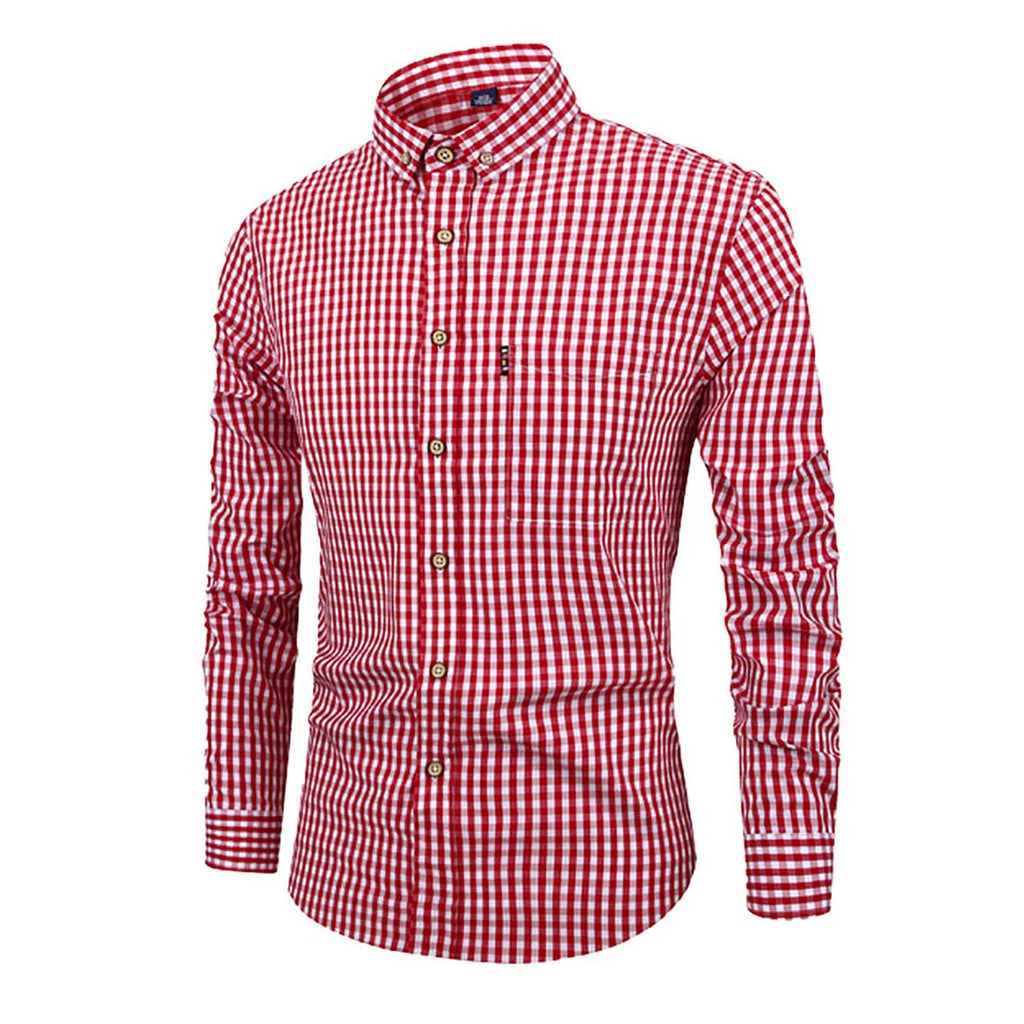 Men'S Single Breasted Checkered Shirt Men Shirts Fall And Winter Men Shirts Breathable Cotton Long Sleeved Camisa Masculina