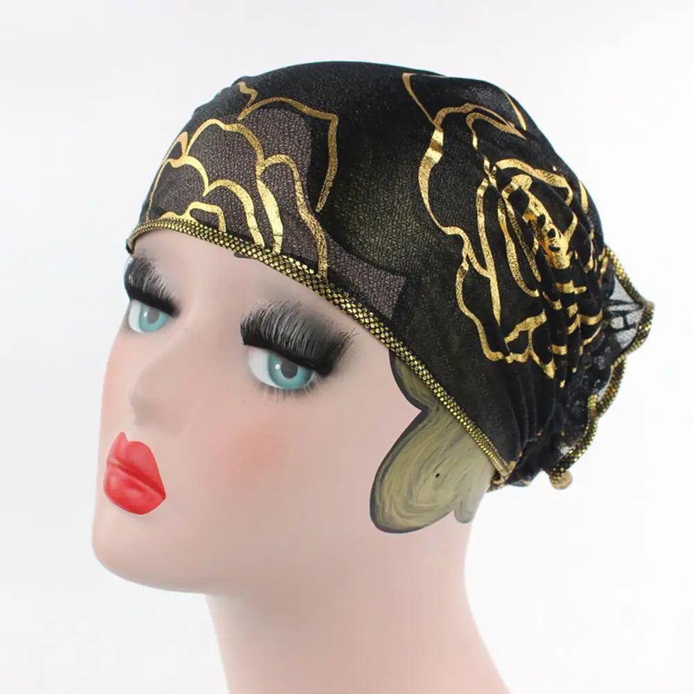 Stylish Hair Loss Scarf Hat Headwear Women Hat Fashion Print Breathable Mesh Headwrap  Super Soft
