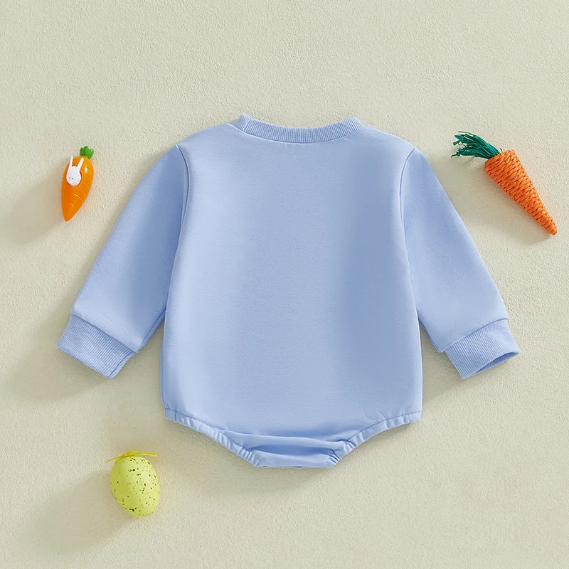 Easter Bunny Rabbit Ear Hooded Rompers for Baby Girls Boys Carrot Letter Print Long Sleeve Spring Bodysuits Jumpsuits with