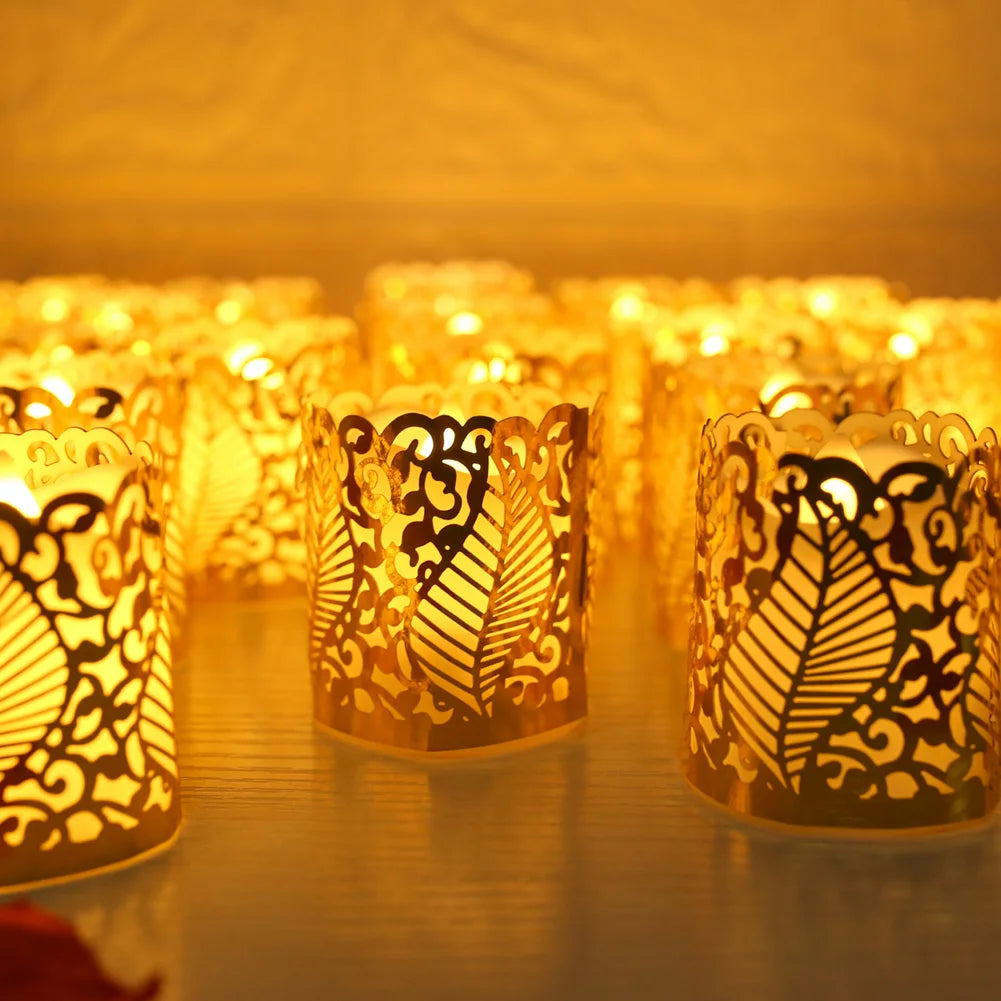Flameless Tea Light Candles Battery Operated Votive LED Tealights with Paper Lampshade for Wedding Valentine Halloween Christmas