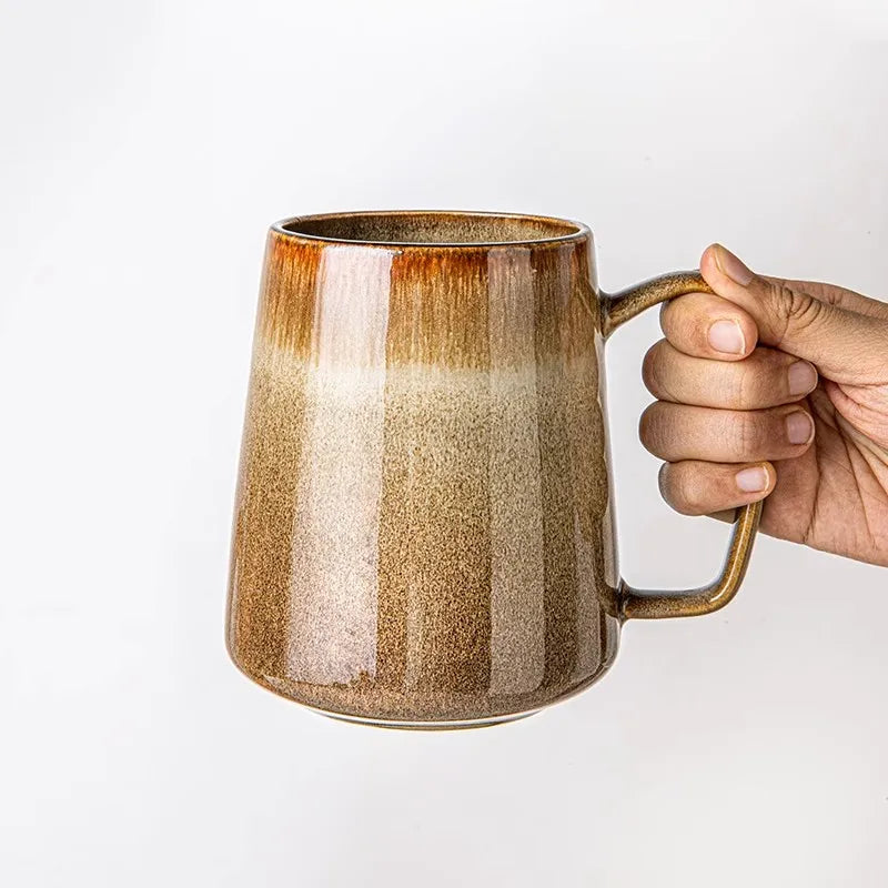 760ml Creative Retro style Mug breakfast cereal milk cute ceramic cup daily household insulated coffee tea cup with spoon