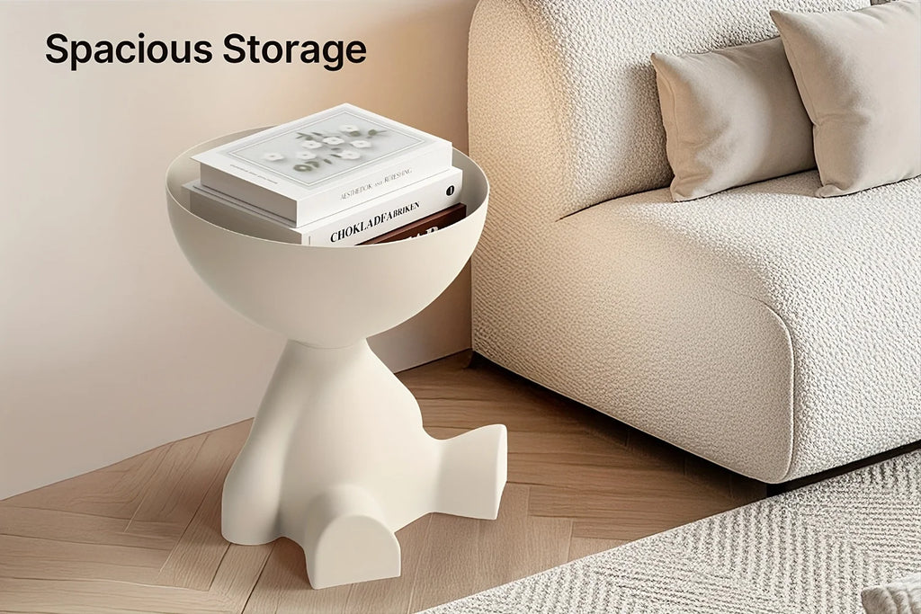 Modern bear-shaped plastic bedside table and stackable bookshelf - Space-saving multi-functional furniture, easy to assemble