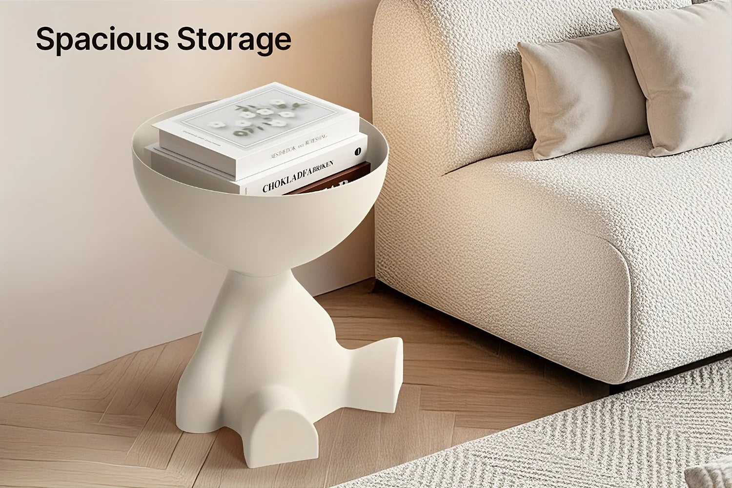 Modern bear-shaped plastic bedside table and stackable bookshelf - Space-saving multi-functional furniture, easy to assemble
