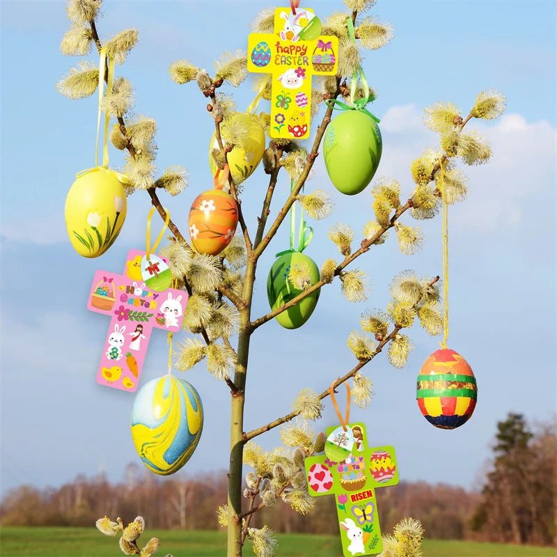 30 Set Easter Cross Craft Kit Religious DIY Paper Crafts Make Your Own Hanging Ornament Crafts For Sunday School Church