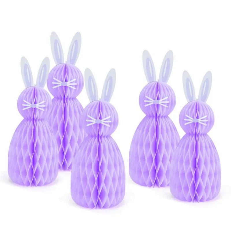 Easter Colorful Honeycomb Rabbit Hanging Paper Decoration Easter 3D Honeycomb Paper Egg Ball Easter Theme Party Decoration