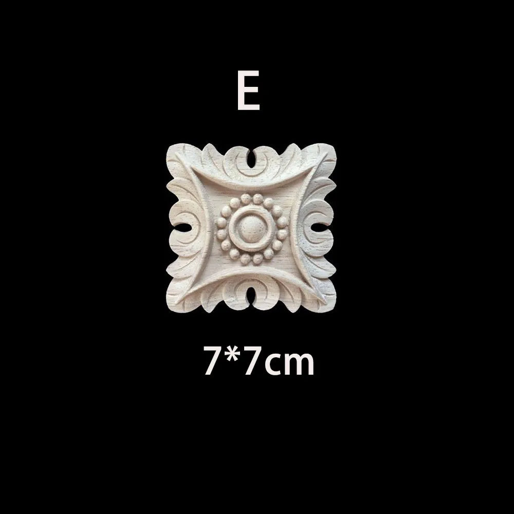 Unique Natural Floral Wood Carved Onlays and Appliques Wood Figurines for Decor Home Decoration Accessories wood furniture decal
