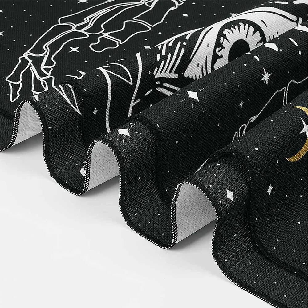 Spsychedelic Gothic Skull Tapestry Wall Hangings Trippy Black Evil Eye Skeleton Hand Tapestry for Bedroom Living Room Dorm Decor