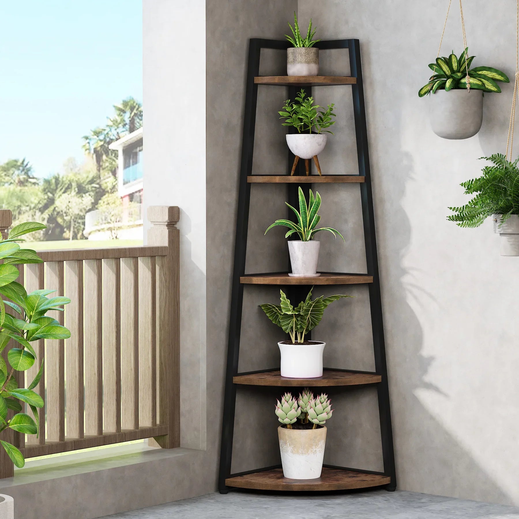 Tribesigns Bookcase Corner Book Shelf Rack Wood Bookshelf Storage Shelves