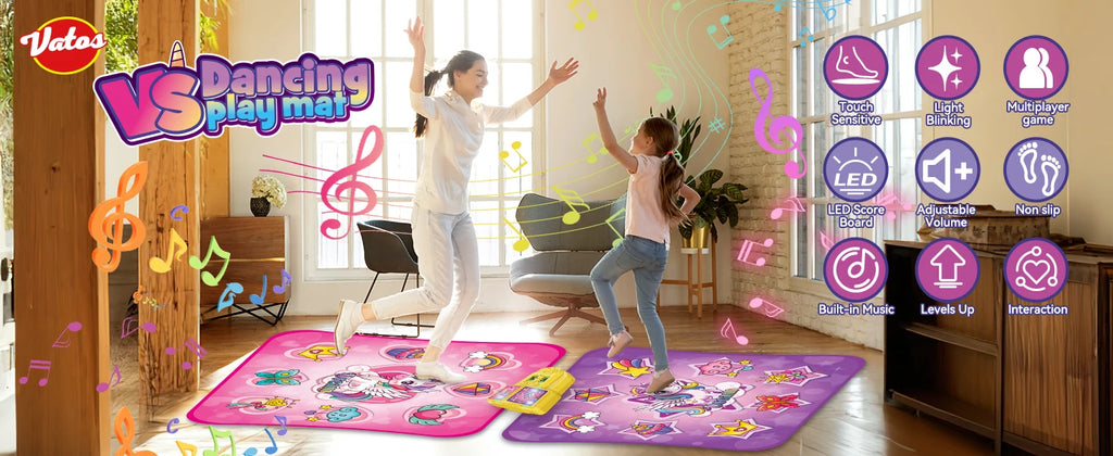 VATOS Unicorn Dance Mat x2 Toys for Girls 9-Level Dancing Game Indoor Outdoor Music Play Mat Christmas Gifts for Kids Ages 3+