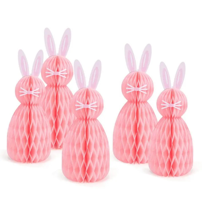 Easter Colorful Honeycomb Rabbit Hanging Paper Decoration Easter 3D Honeycomb Paper Egg Ball Easter Theme Party Decoration