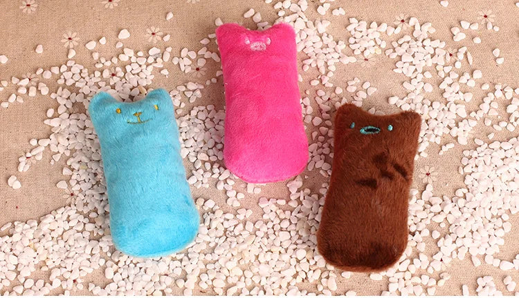 Pet Thumb Expressions Interactive Plush Cat Toy, Paper Chewing Teeth Grinding Anti Bite Toy, Contains Catgrass and Catnip