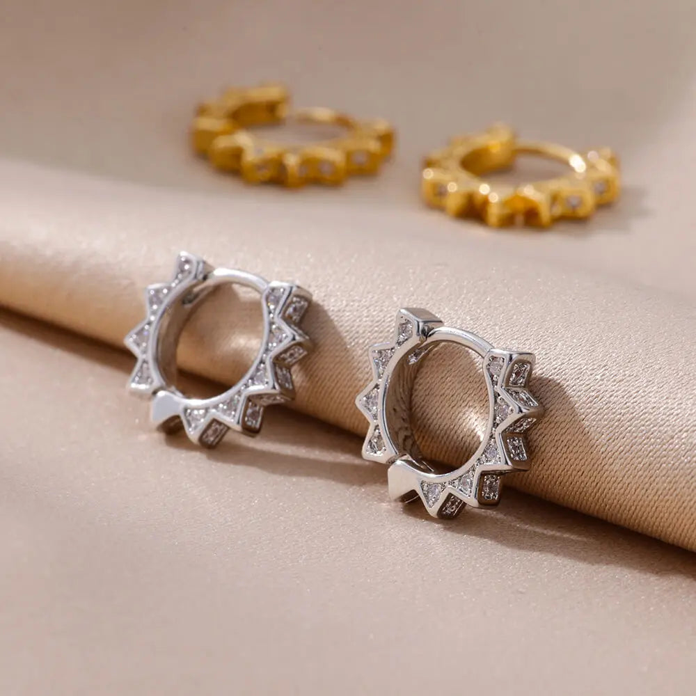 Triangle Zircon Hoop Earrings For Women Stainless Steel Earring Luxury New in Design Wedding 2023 Trending Jewelry aretes mujer