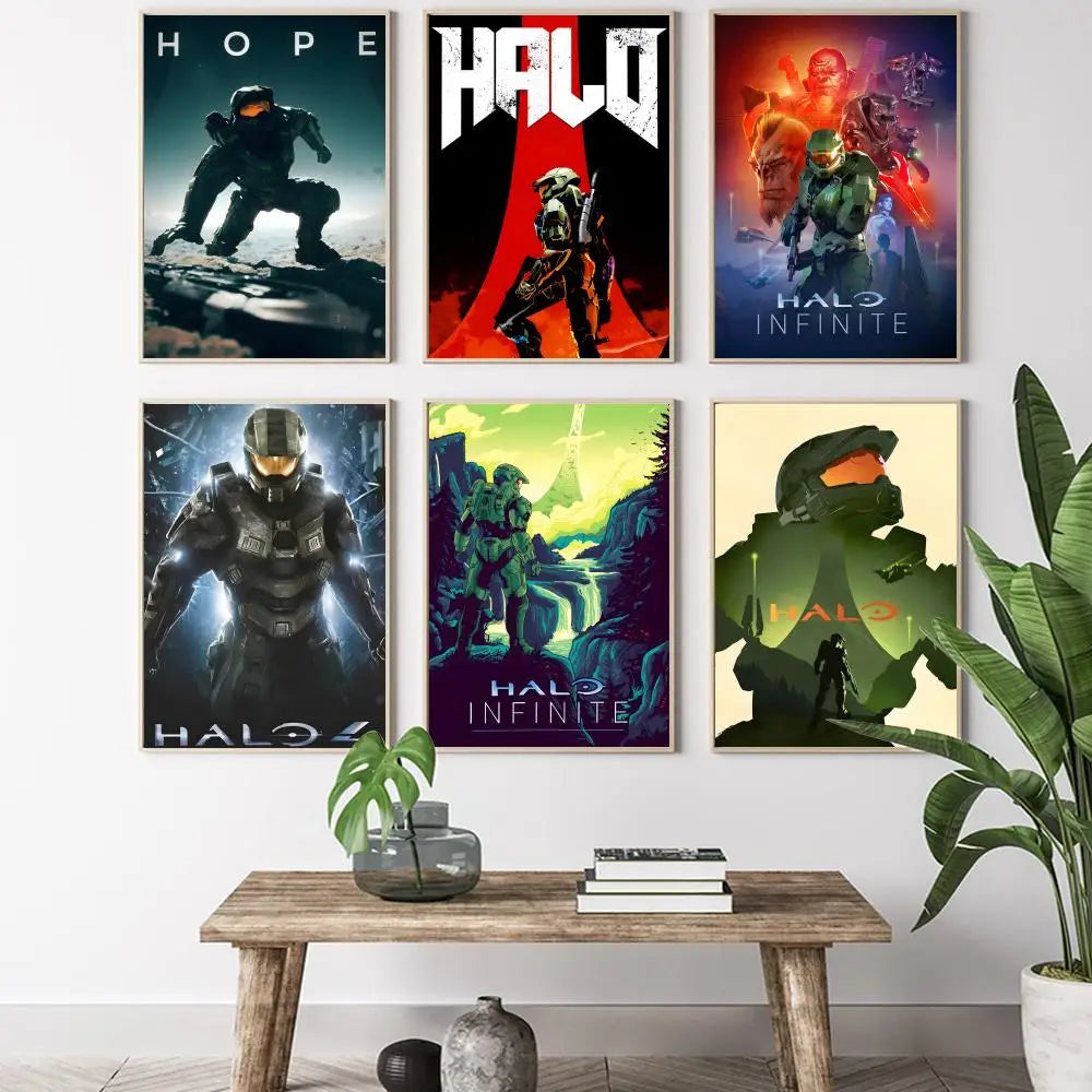Game H-Halo Cool I-InfiniteS Painting Calligraphy HD Canvas Poster living room bedroom bar aesthetic decoration