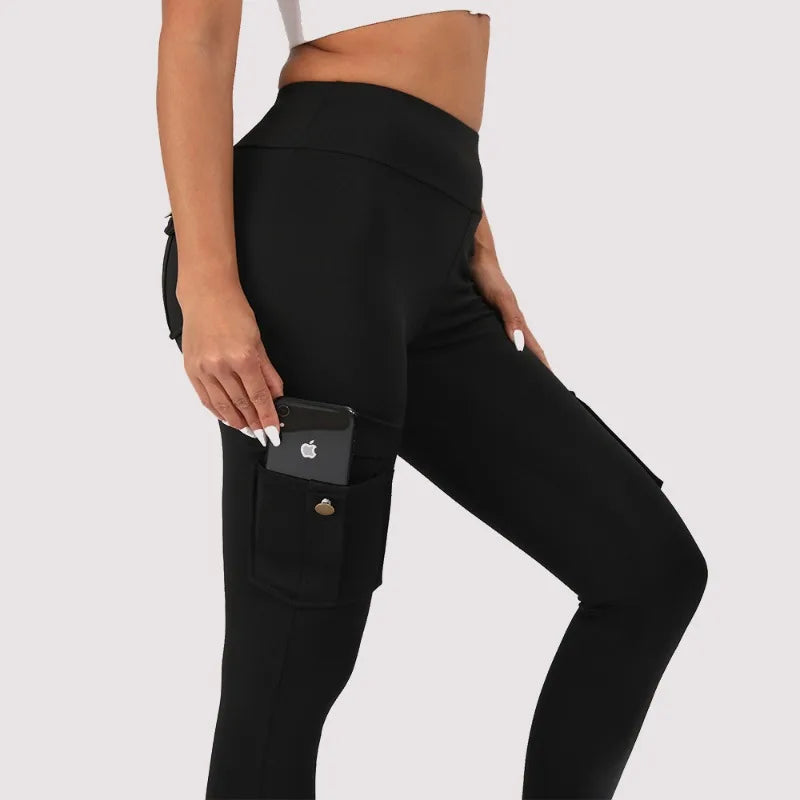 Breathable High Waisted Hip Lifting Button Pocket Sport Brushed Nude Yoga Pants Slimming Tight Leggings High Elastic Leggings