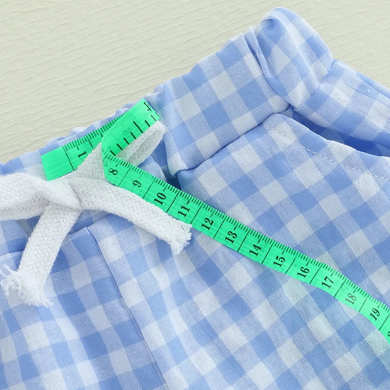 Toddler Boys Easter Outfits Adorable Bunny Embroidery Short Sleeve T-Shirt and Plaid Shorts Set for 2 Piece Clothing Ensemble