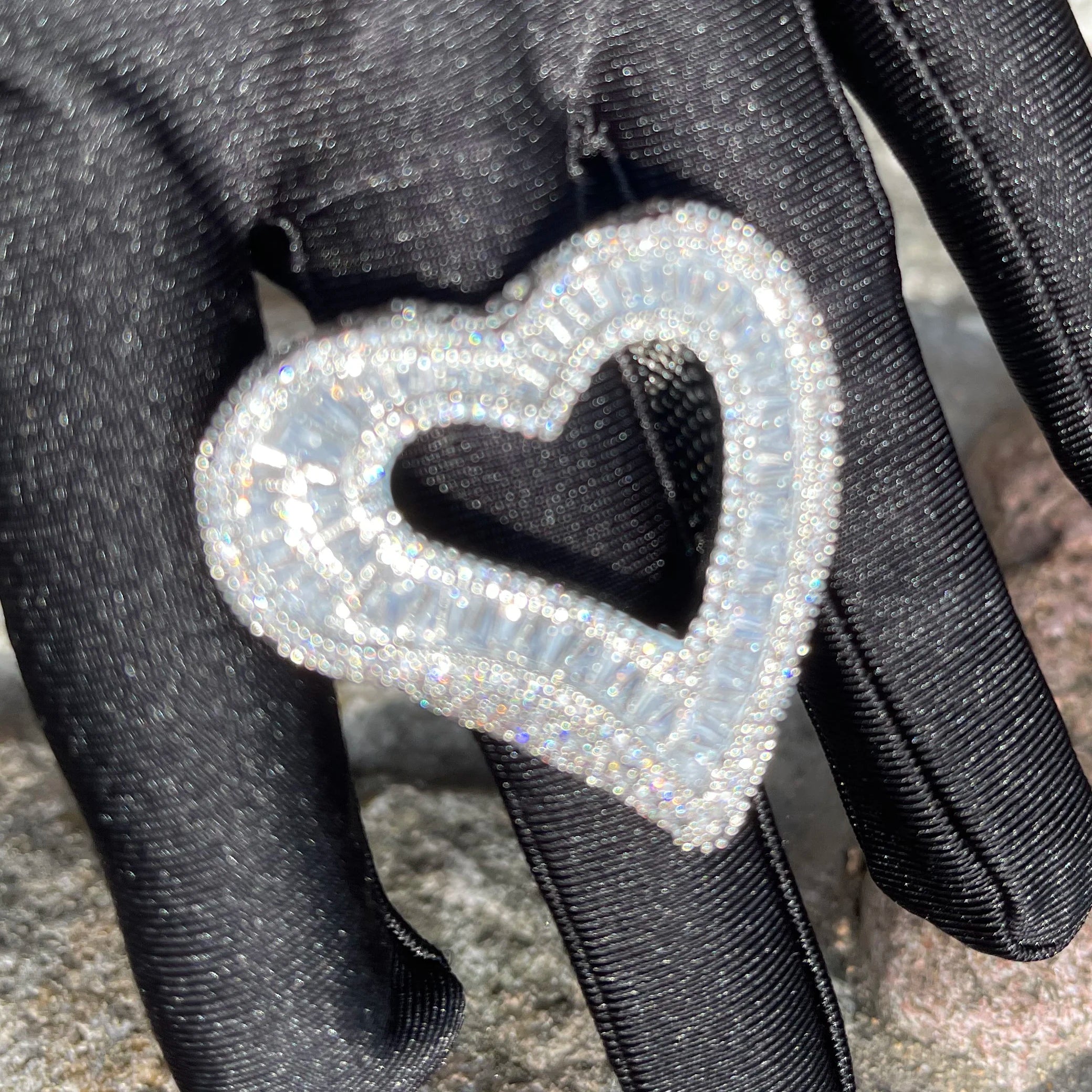 Bubble Letter Big Open Heart Ring for Women Iced Out Finger Charms Bling Baguette Zircon Fashion Hip Hop Jewelry