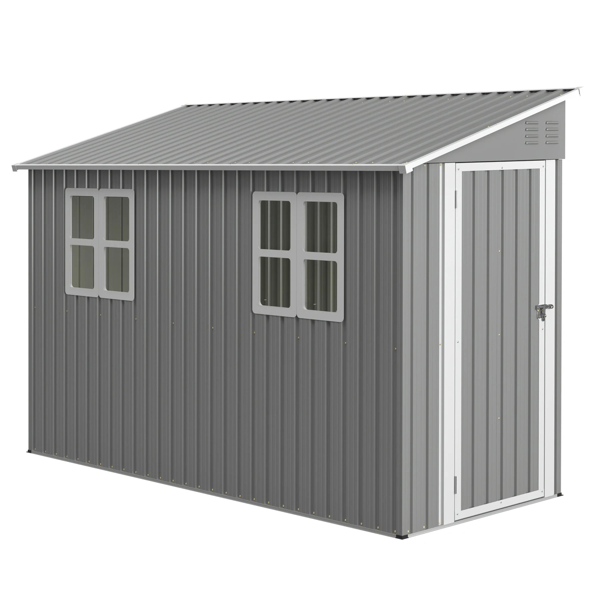 4x10 FT Galvanized Steel Outdoor Shed – Weatherproof Lockable Storage for Tools, Bikes & Pets w/Sloping Roof & Window