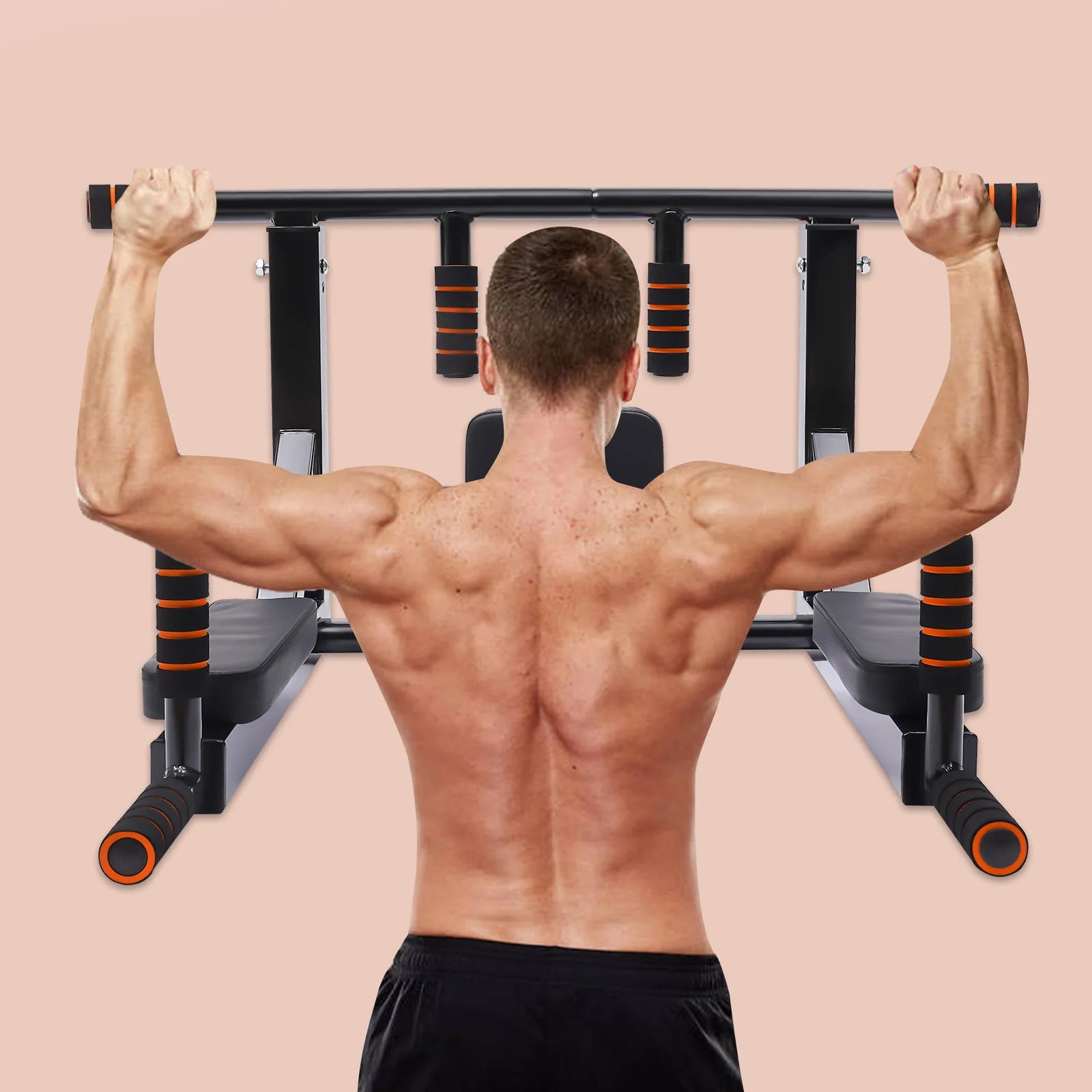 Wall Mounted Pull Up Bar Dip Stand, Indoor Home Gym Workout Equipment, 200kg Load-bearing Dip Station