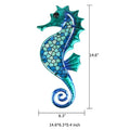 Metal Blue Mosaic Seahorse Wall Decor for Garden Decorations Outdoor Sculpture Statue of Patio Yard Living Room