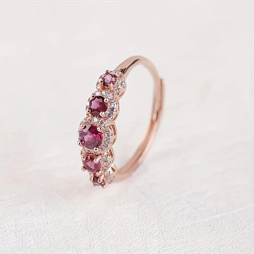 Vintage Purple Cubic Zircon Ring for Women S925 Silver Rose Gold Rings Ethnic Wedding Jewelry Daily Party Accessories USA Stocks