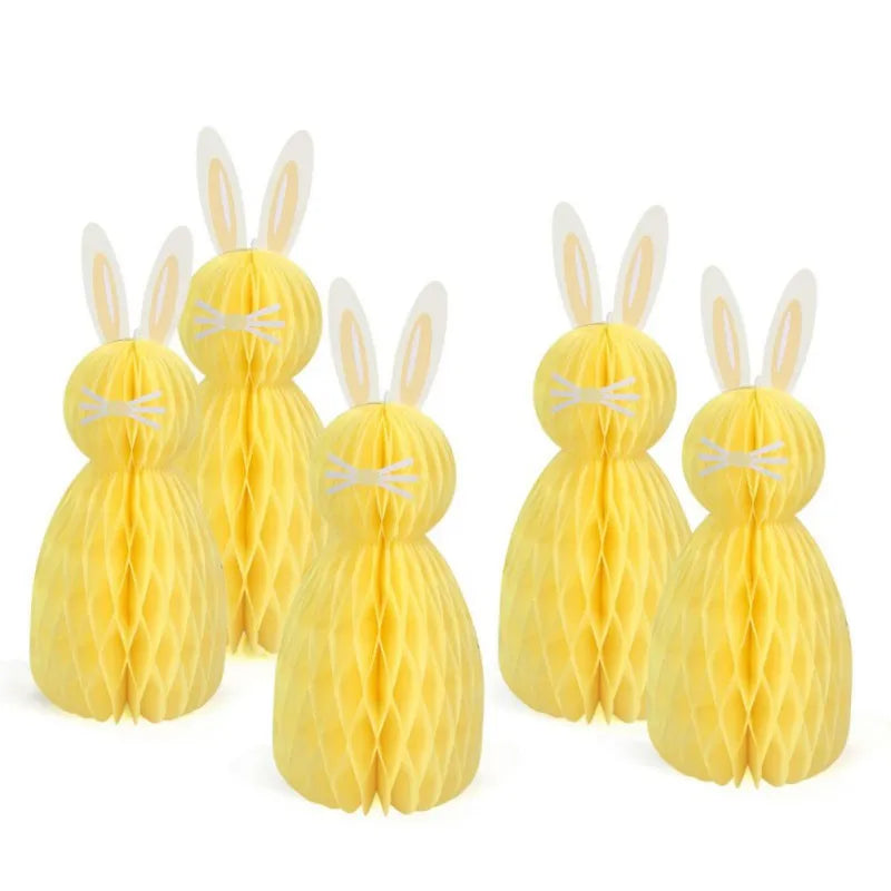 Easter Colorful Honeycomb Rabbit Hanging Paper Decoration Easter 3D Honeycomb Paper Egg Ball Easter Theme Party Decoration