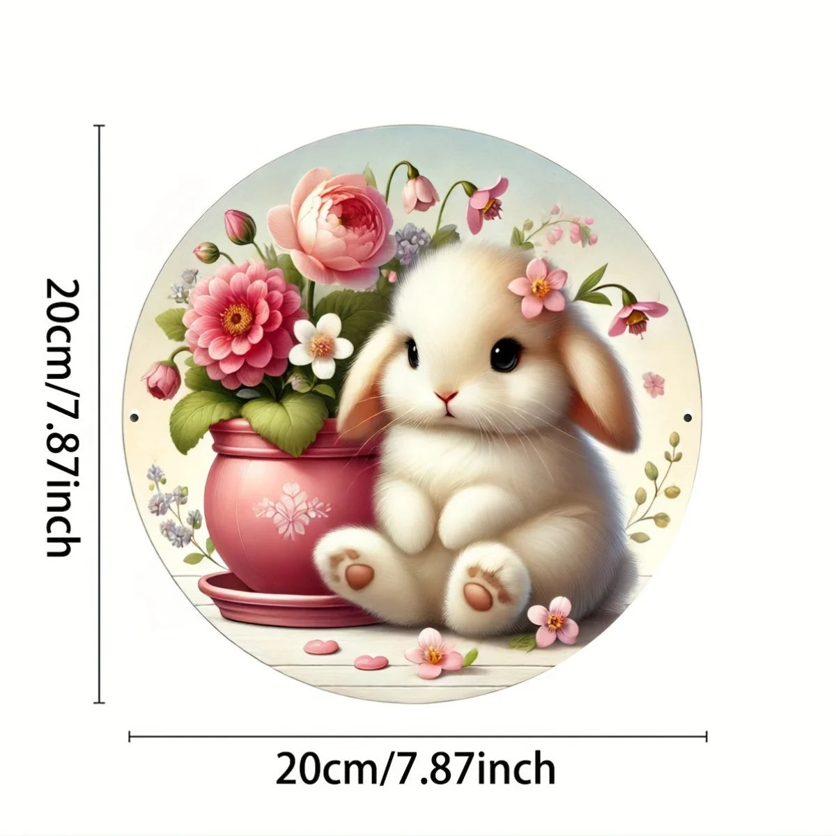 Rustic Easter Bunny Basket Wreath Aluminum Sign - Metal Plaque for Home Decor, Artistic Craft & Scrapbooking Supplies