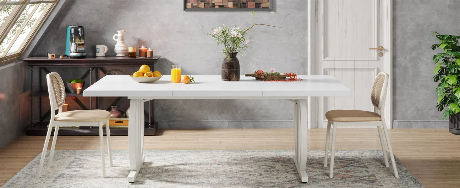 Tribesigns Dining Table for 4-6 People, 63-Inch Large Dinner Table with Heavy Duty Metal Frame, Modern Industrial Kitchen Table