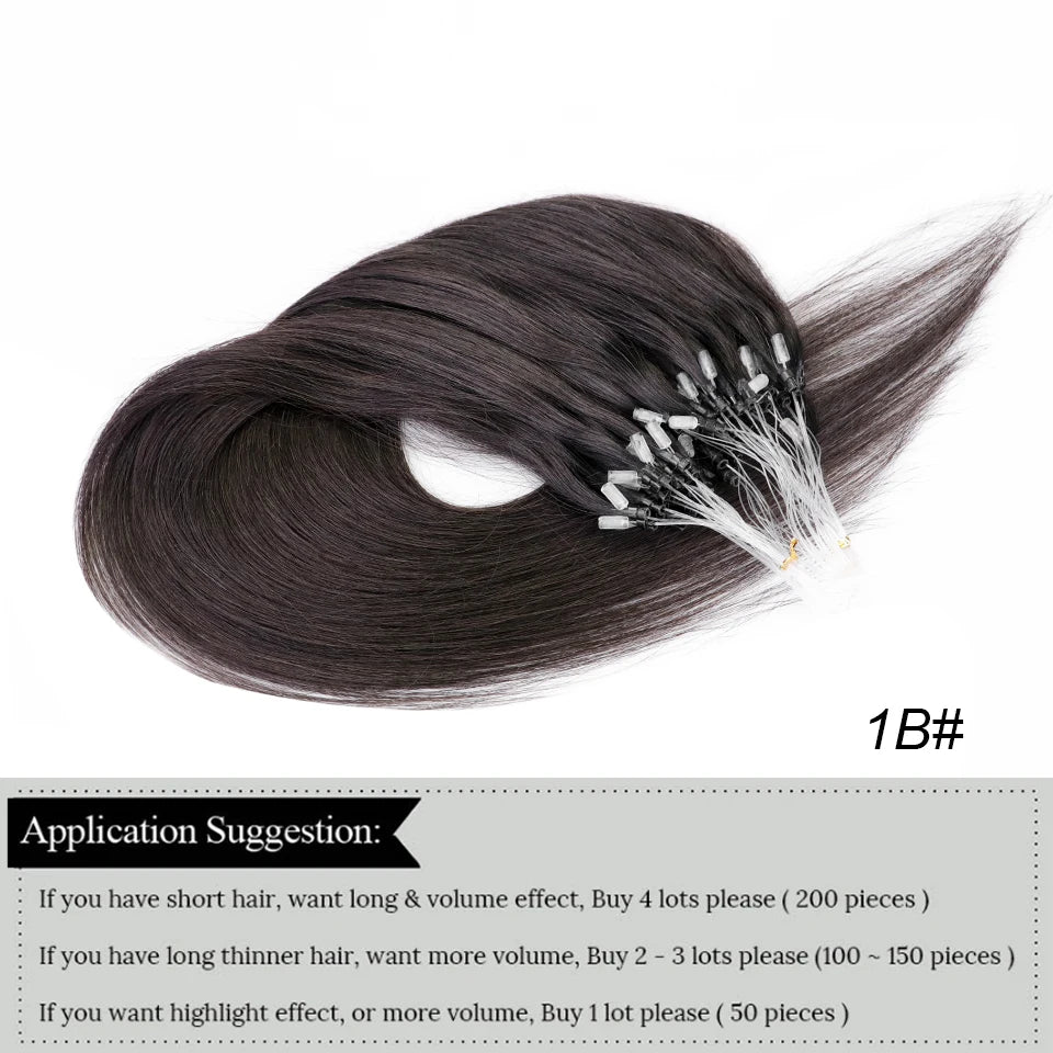 MRS HAIR Human Hair Micro Loop Extensions Easy Install At Home Micro Loop Hair Extensions Blonde Brown Black Straight 30g/pack