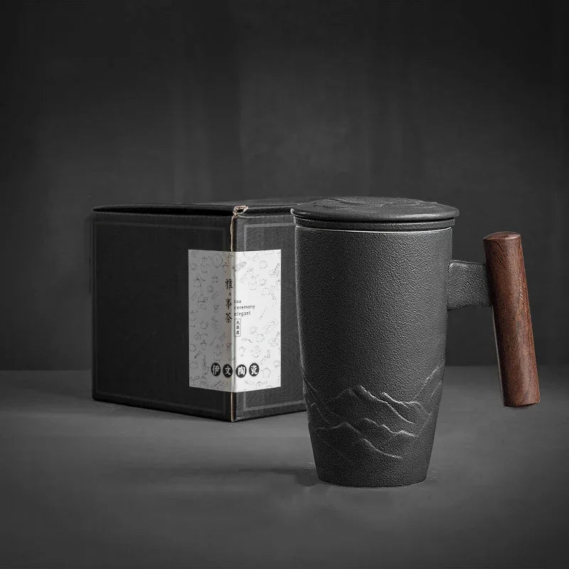 Vintage Mugs Ceramic Coffee Cup Large Capacity with Lid Mug Filter Handmade Office Luxury Cups Good Teaware Personalized Gift