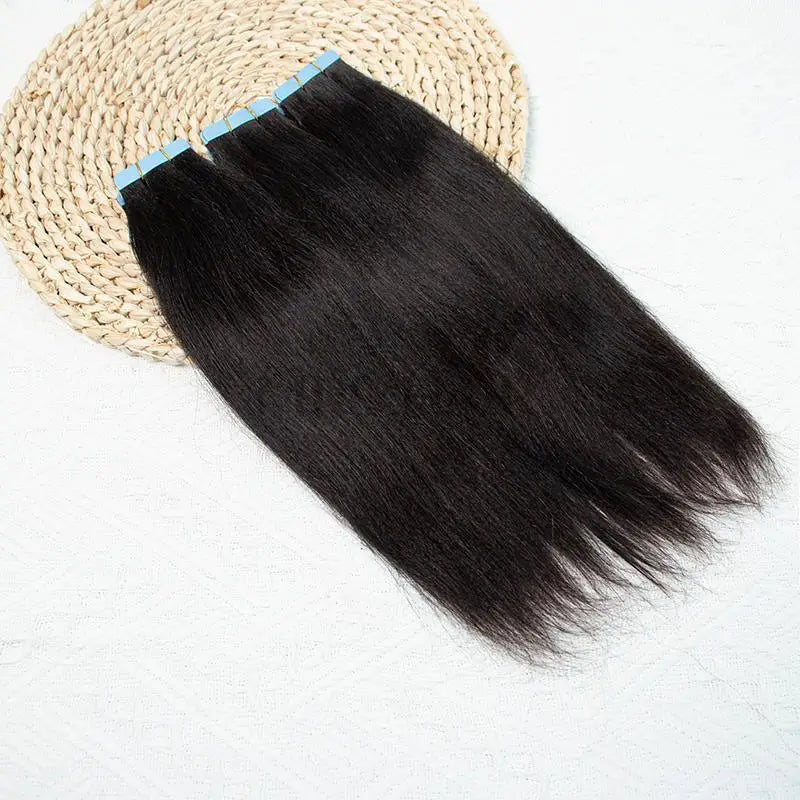 MRS HAIR Light Yaki Tape In Hair Extensions Human Hair Cuticle Remy Tape in Extensions SilkPressed Yaki Tape ins 12-26inch 20pcs