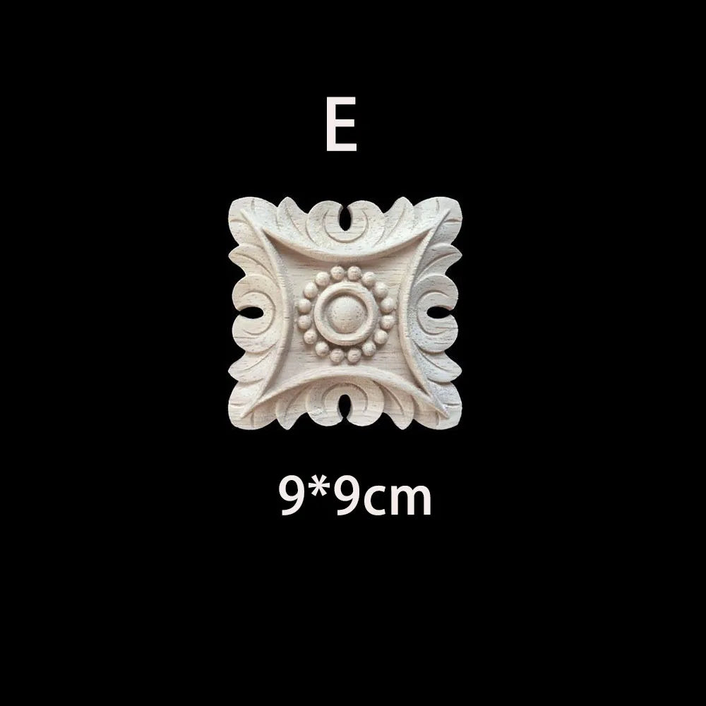 Unique Natural Floral Wood Carved Onlays and Appliques Wood Figurines for Decor Home Decoration Accessories wood furniture decal