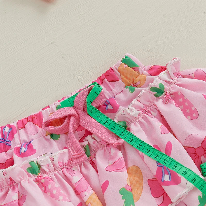 Toddler Easter Dress Bunny Print Short Sleeve Romper Tutu Skirt Headband Leggings Set for Baby Girls 0-24 Months