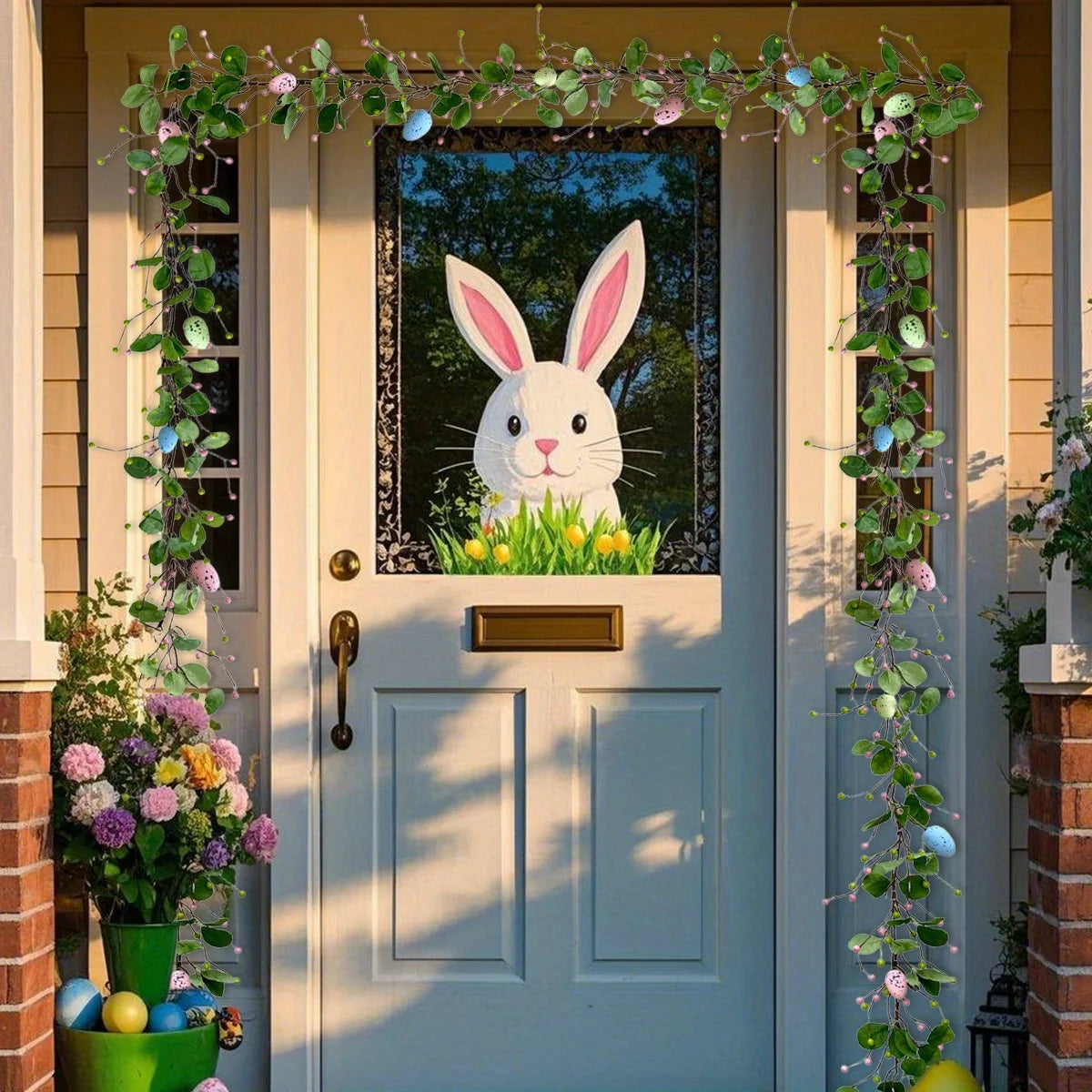 6.2ft Long Artificial Easter Egg and Mixed Berry Garland Hanging Rustic Spring Garland Pastel Easter Garland Vine String