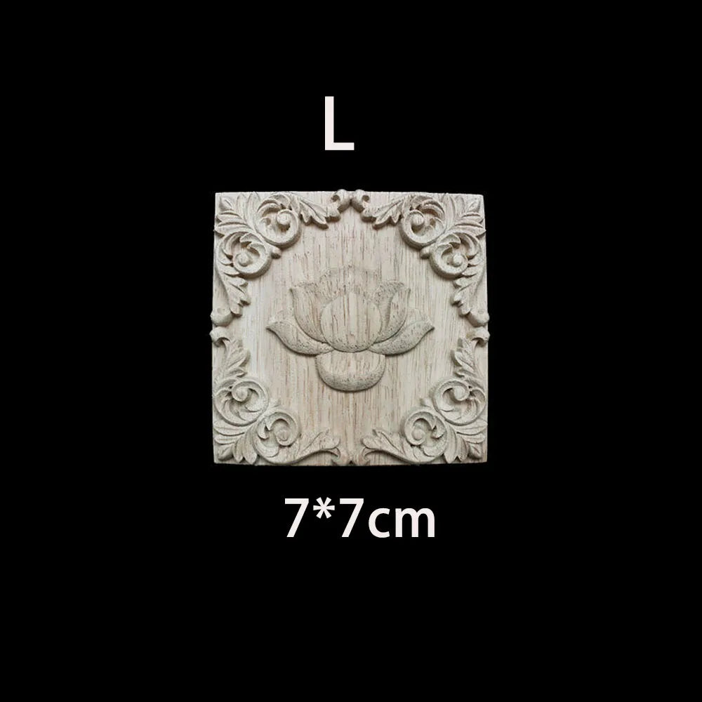 Unique Natural Floral Wood Carved Onlays and Appliques Wood Figurines for Decor Home Decoration Accessories wood furniture decal