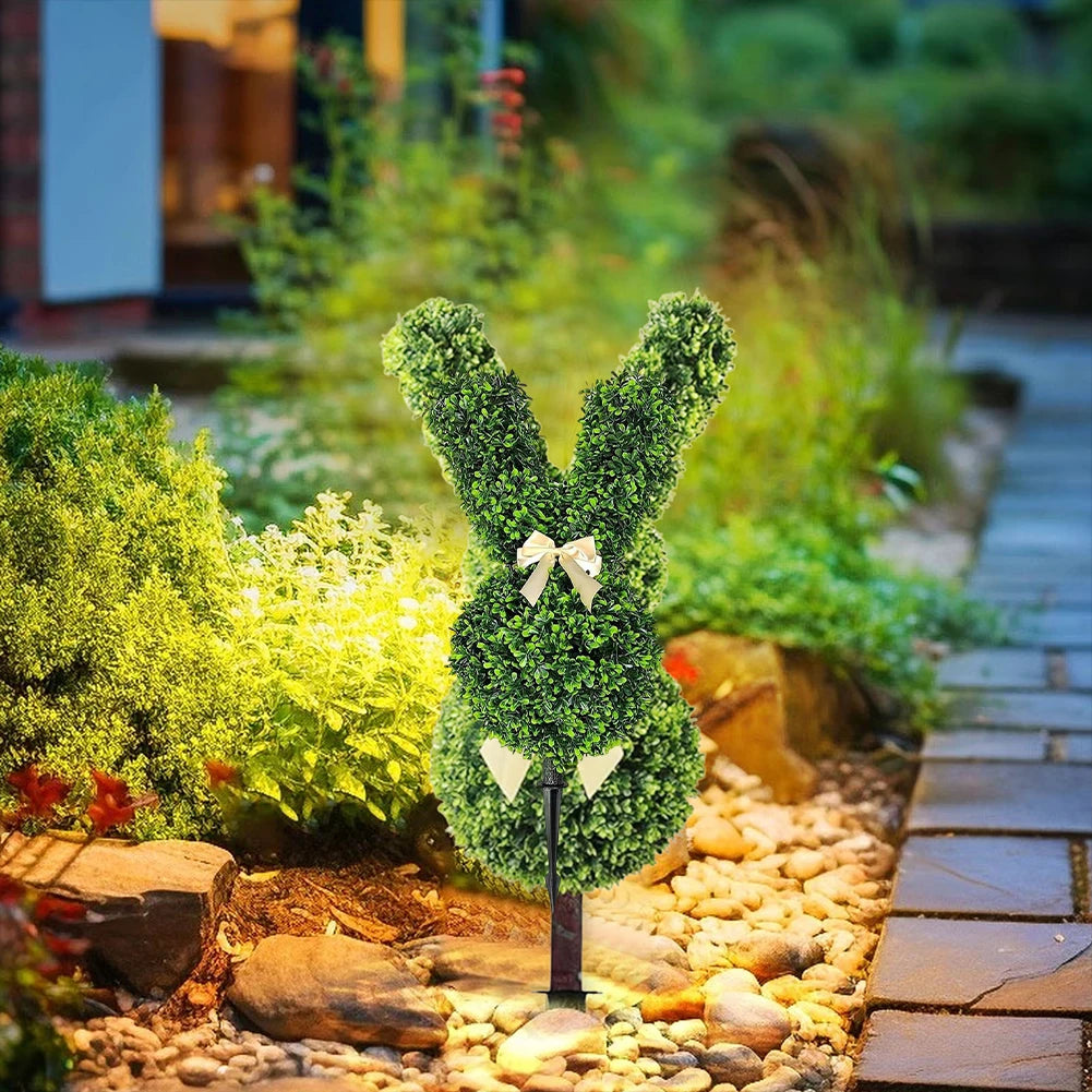 Easter Artificial Bunny Topiary Tree Sunburn Resist Rabbit Topiary Tree Pot for Outdoor Indoor Yard Lawn Festival Decoration