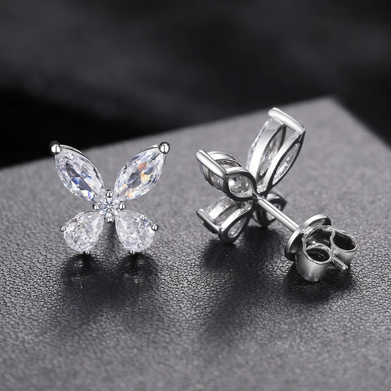 Orginal Luxury Butterfly Stud Earrings Silver 925 for Men Women D Color Moissanite GRA HipHop Wedding Earrings Jewelry Gifts