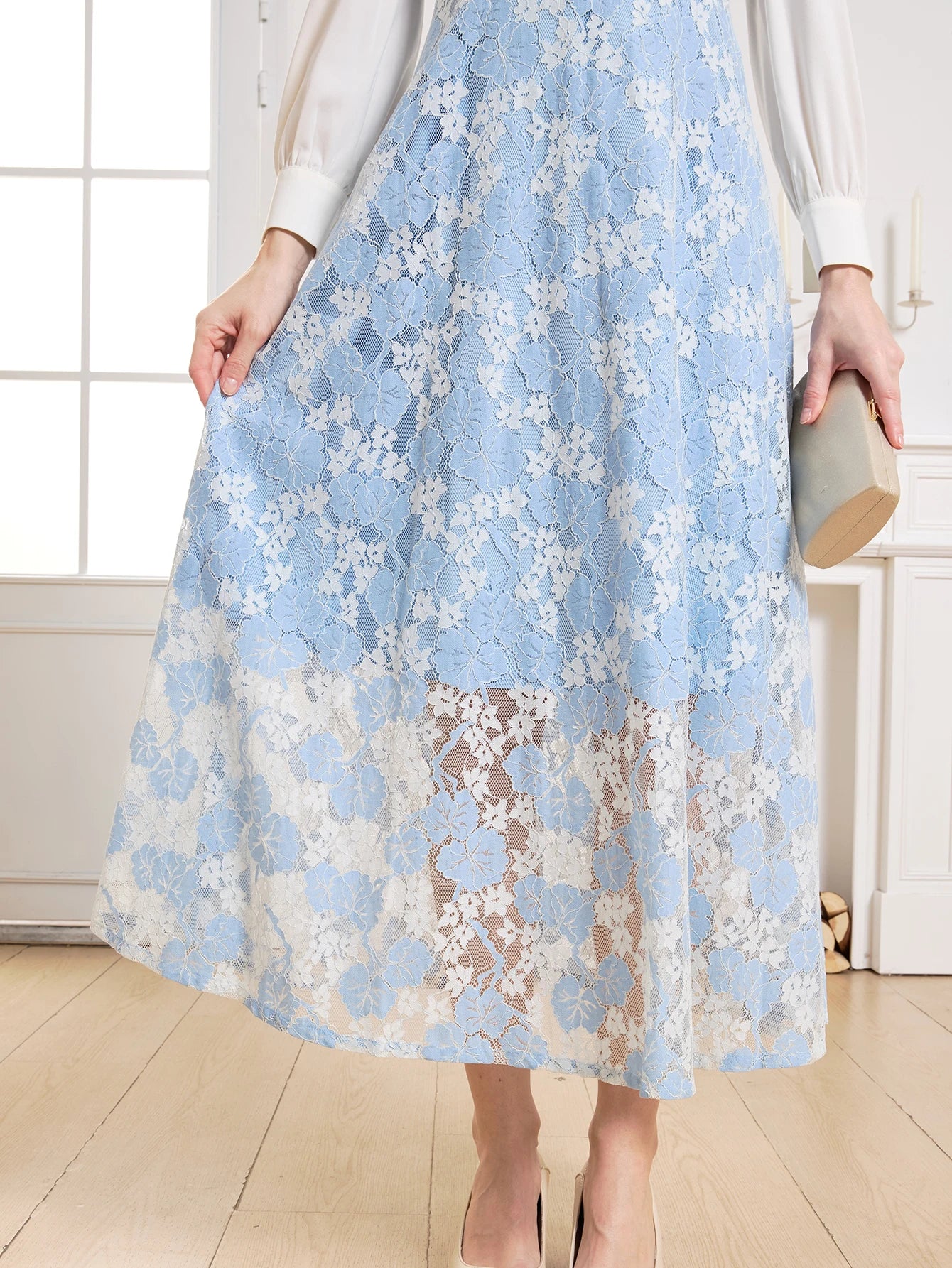 DEVCHATA Elegant Women Dress Spring Summer Luxurious Lace Party Dresses Long Sleeve Lady Formal Evening clothing