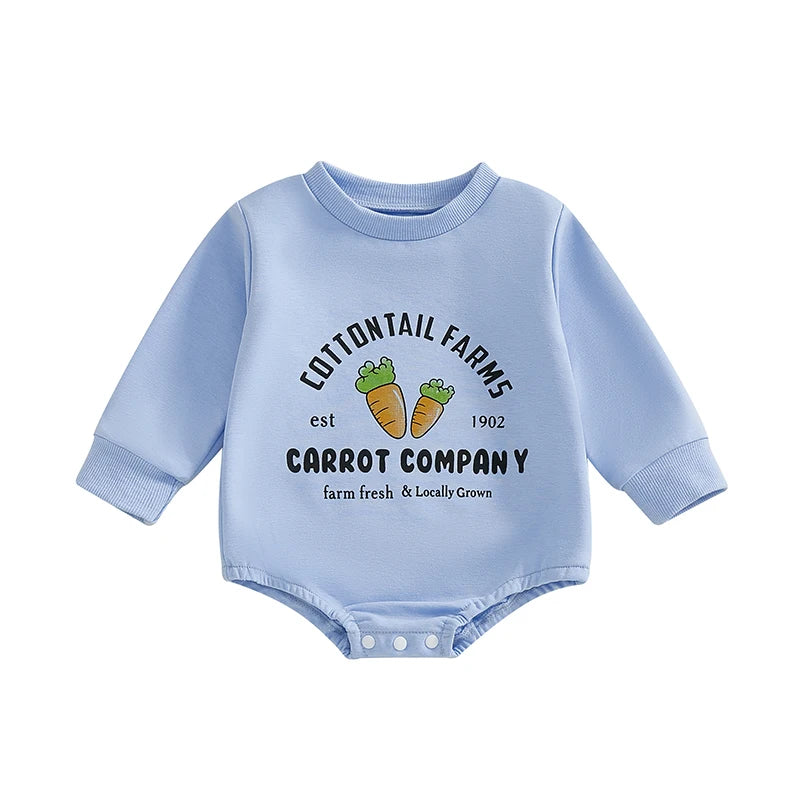 Easter Bunny Rabbit Ear Hooded Rompers for Baby Girls Boys Carrot Letter Print Long Sleeve Spring Bodysuits Jumpsuits with