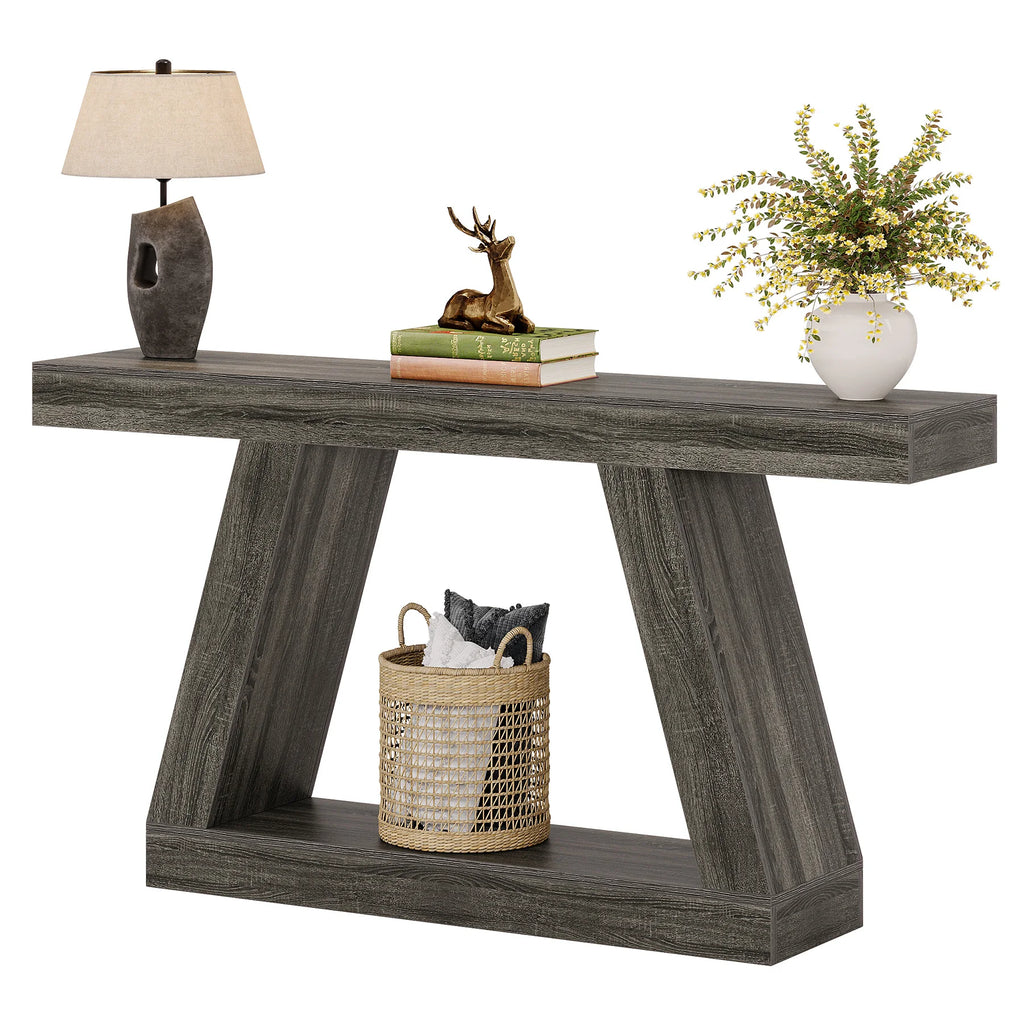 Tribesigns 55-Inch Rustic Console Table with Storage Industrial Wooden Entryway Table for Hallway Living Room