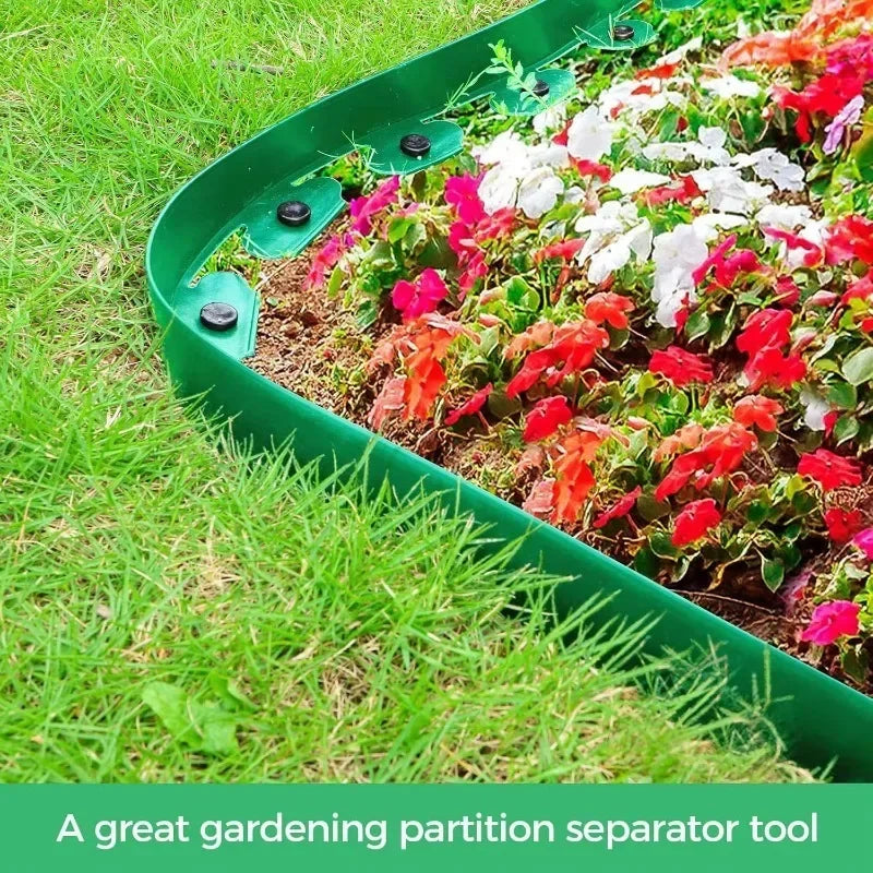 10M Flexible PVC Garden Edging with 30 Spiked Anchors Heavy Duty Lawn Border Kit Weather Resistant Landscape Tool