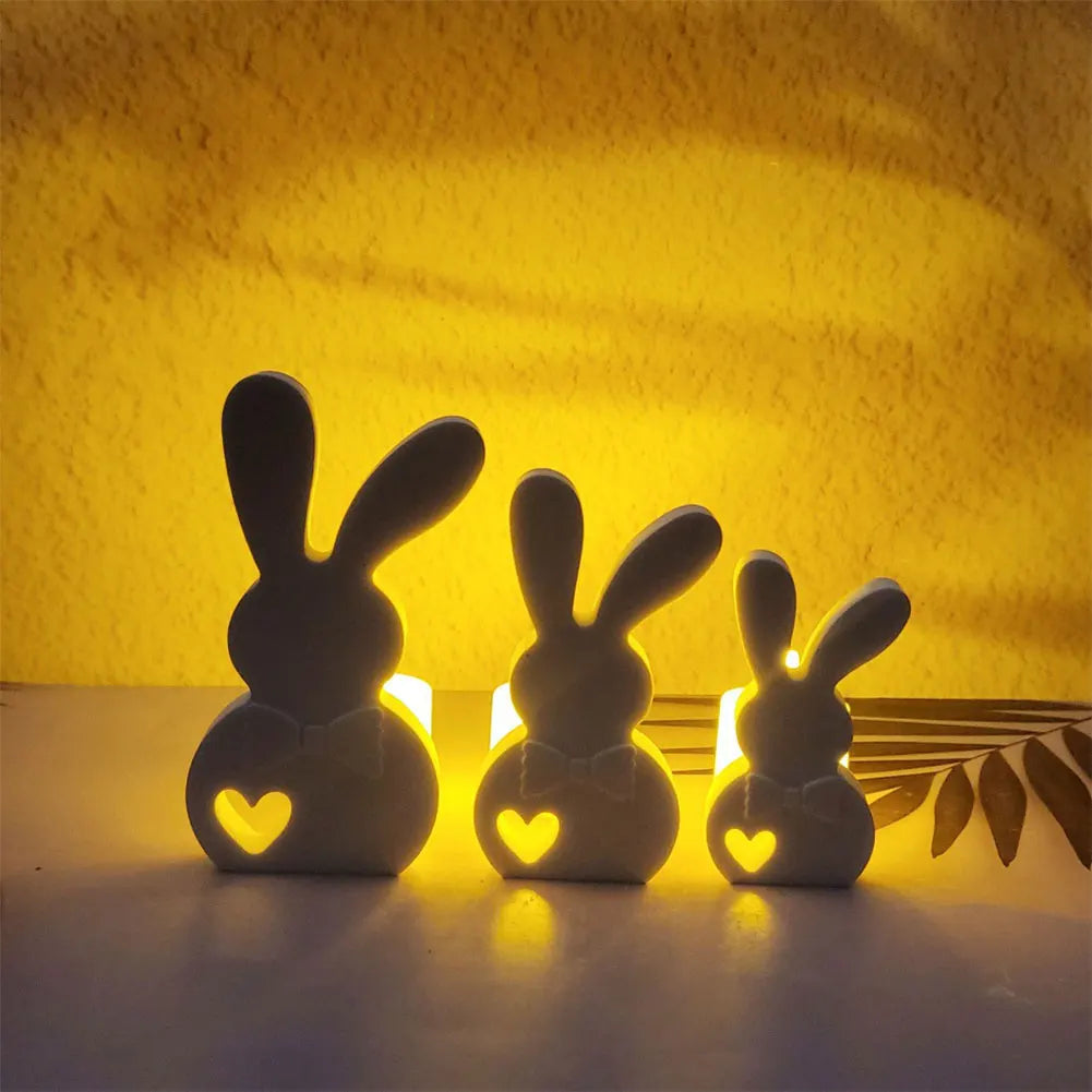 Easter Bunny Concrete Molds Cute Rabbit Gypsum Molds Plaster Mold for Easter Table Decor