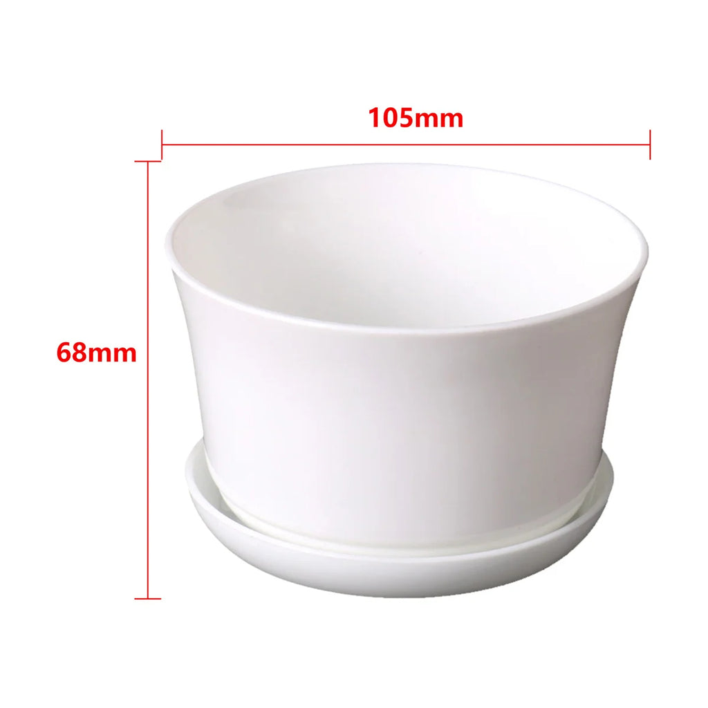 1/5Pcs White Modern Flower Pots With Trays Garden Balcony Desk Thicken Boxes Home Office Minimalist Bonsai Polygonal Containers