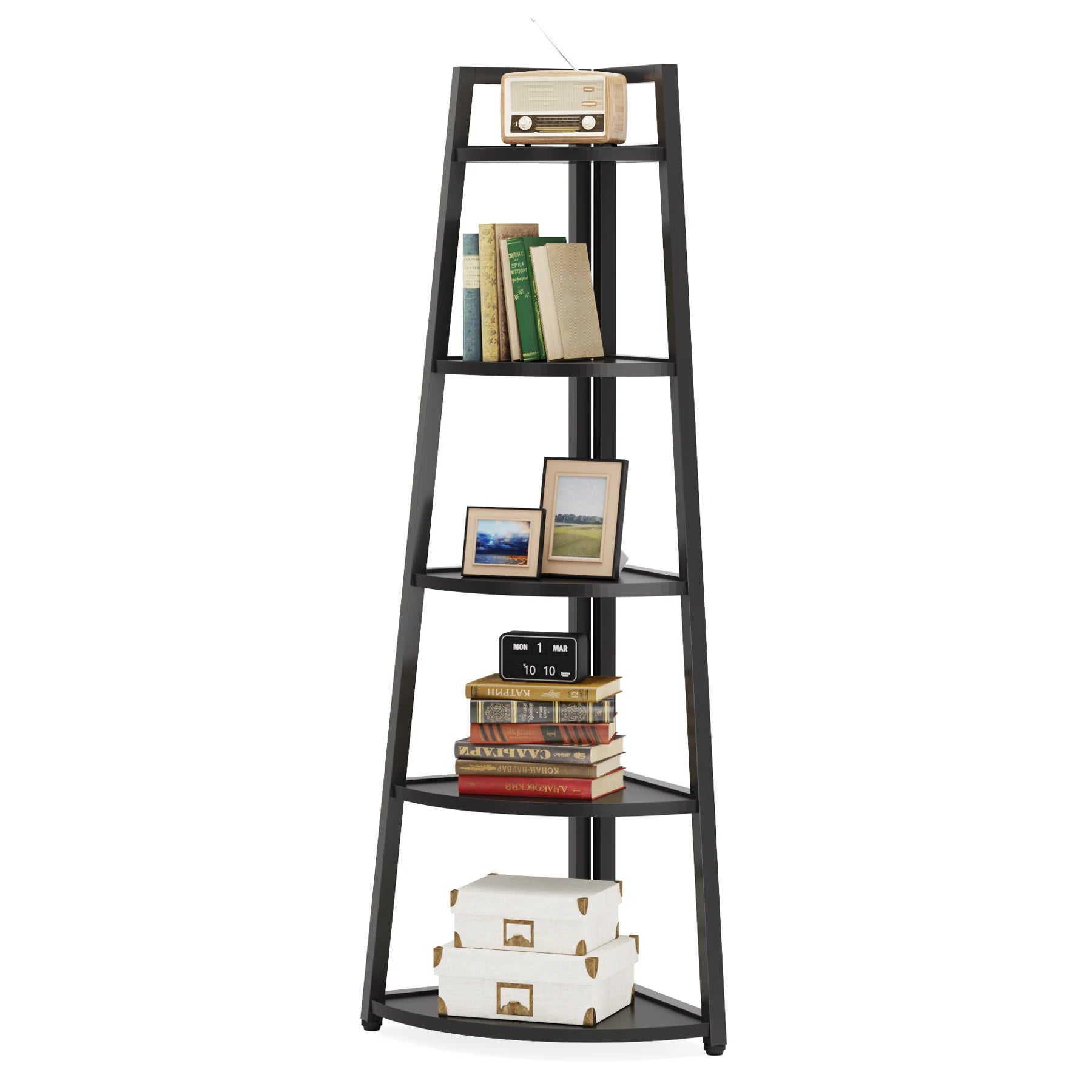Tribesigns Bookcase Corner Book Shelf Rack Wood Bookshelf Storage Shelves