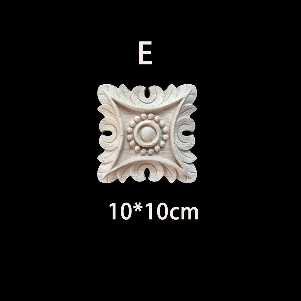 Unique Natural Floral Wood Carved Onlays and Appliques Wood Figurines for Decor Home Decoration Accessories wood furniture decal