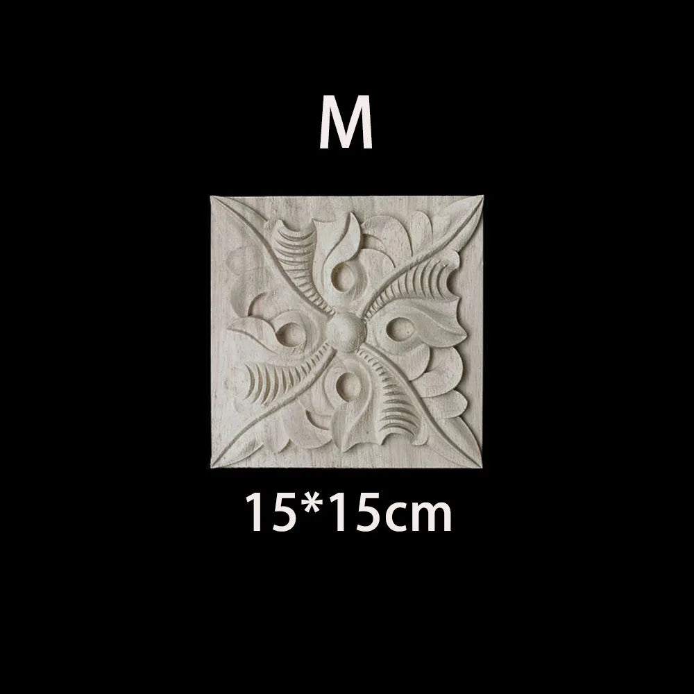 Unique Natural Floral Wood Carved Onlays and Appliques Wood Figurines for Decor Home Decoration Accessories wood furniture decal