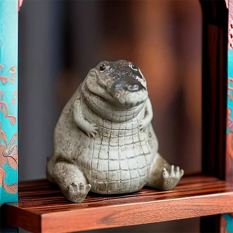 1PC Boutique Purple Sand Tea Petting Little Crocodile Tea Pet Ornaments Handmade Tea Ceremony Tea Play Financial TeaTable Gift