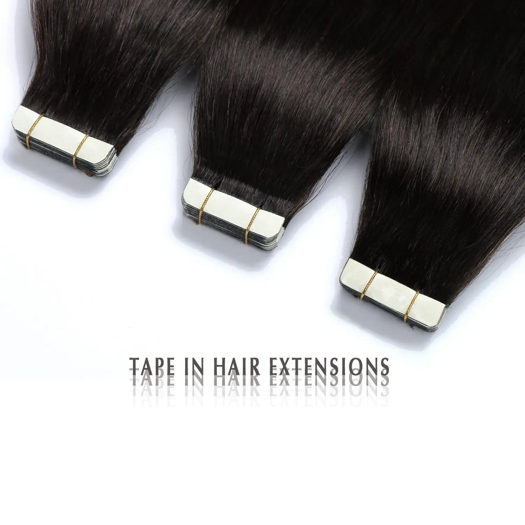 Tape in Hair Extensions Human Hair Straight #1B 100% Brazilian Human Hair 18 inch 20pcs Seamless Skin Weft Tape in Extensions